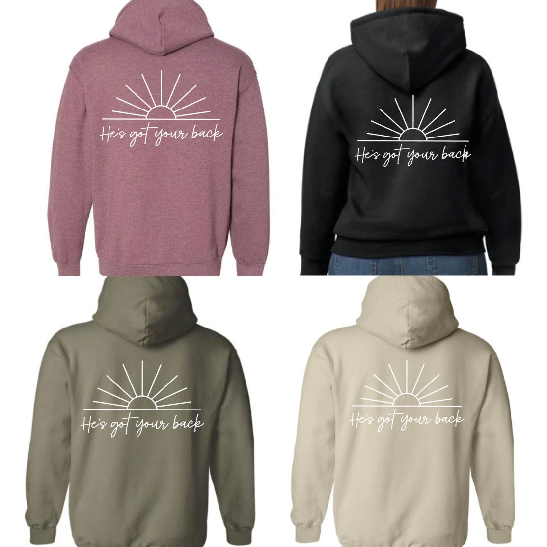 hold tight MAMA hoodie with sunrise design on back